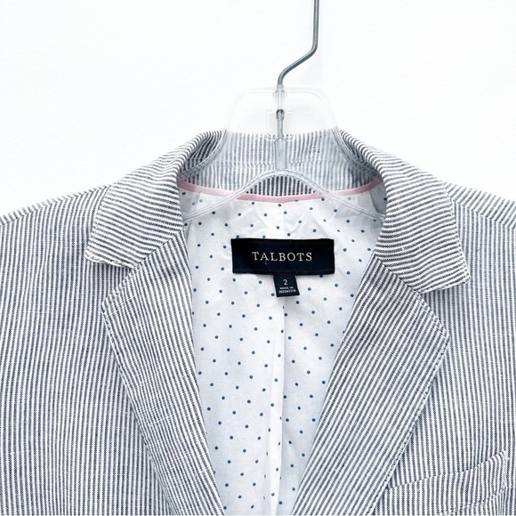 Talbots Linen Blend Striped Blazer - Picture 2 of 8